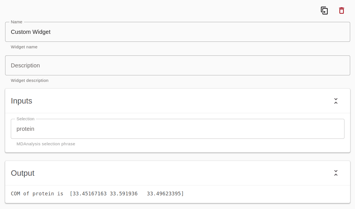 Custom Widget Output